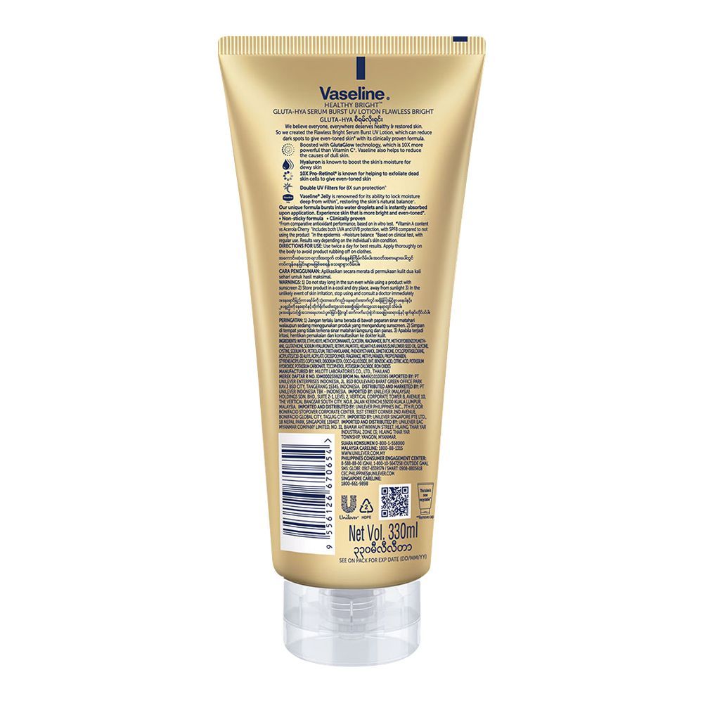 Vaseline Healthy Bright Gluta-HYA Flawless Bright Serum Burst UV Lotion 330 ML