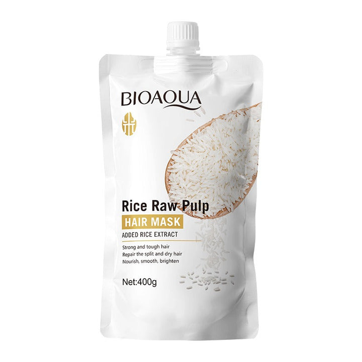 BIOAQUA Rice Raw Pulp Hair Mask - Repairing Treatment for Dry Damaged Hair - 400g