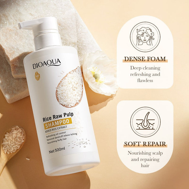BIOAQUA Rice Shampoo - Anti-Dandruff & Oil Control Shampoo - 500ml
