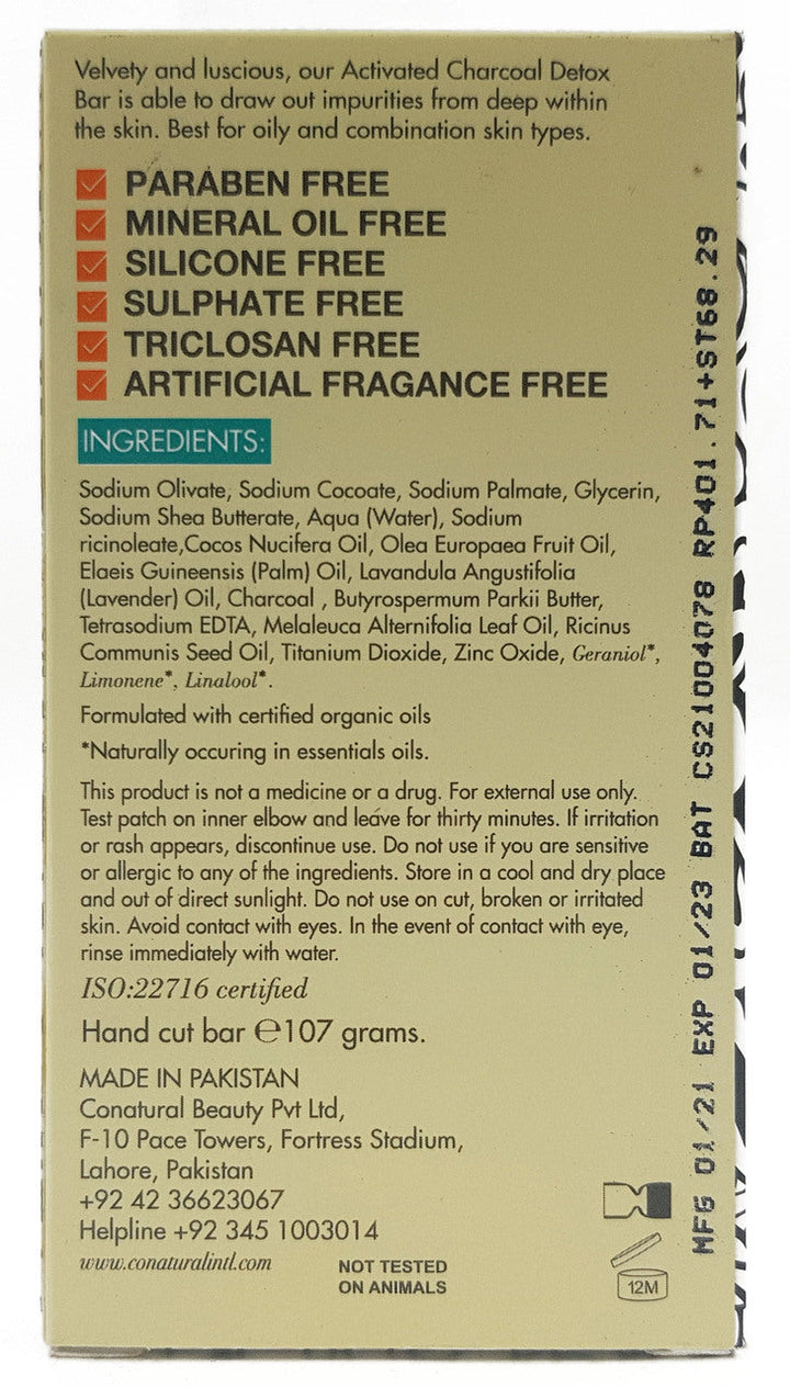 CoNatural Activated Charcoal Detox Bar 107 GM