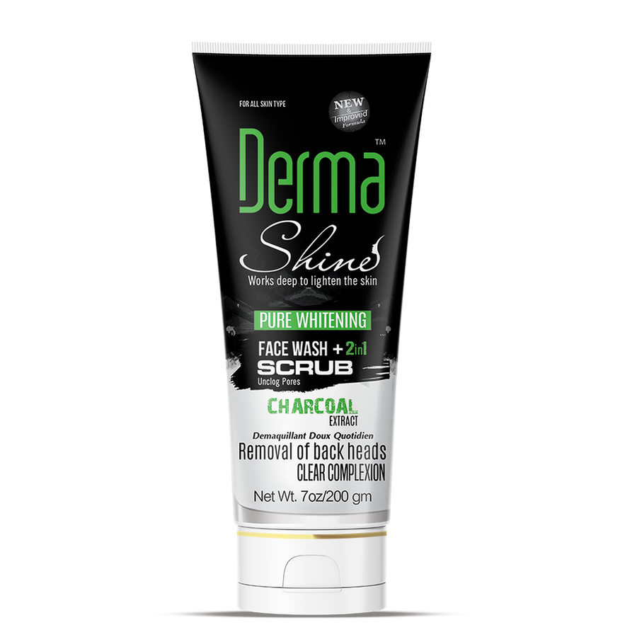 Derma Shine Charcoal Face Wash + Scrub (2 In 1) 200 GM