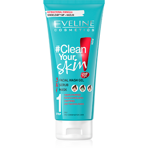 Eveline Clean Your Skin Step 1 Facial Wash Gel + Scrub + Mask 200 ML