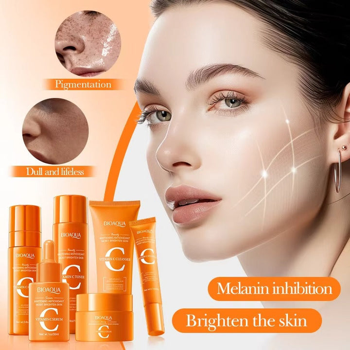 BIOAQUA Vitamin C Skincare Set - 6-Piece Whitening & Antioxidant Kit