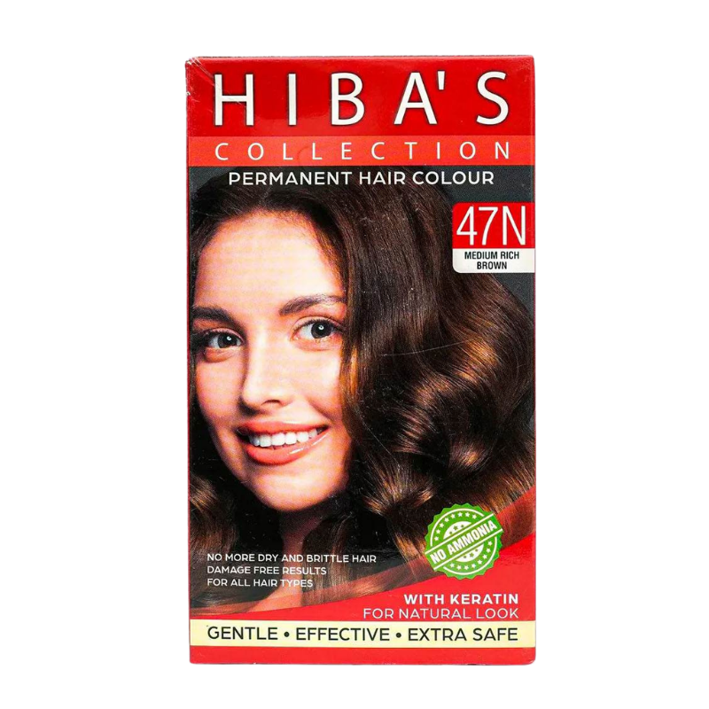 Hiba's Collection Hair Color 47N Medium Rich Brown (60-ml)