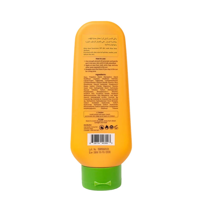 Only Aura Aloevera Sunscreen SPF60 200 ML