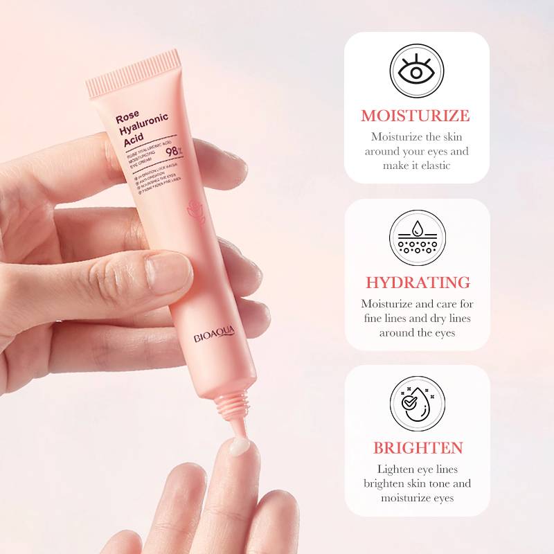 BIOAQUA Rose Eye Cream - Hyaluronic Acid Moisturizing Eye Care - 20g