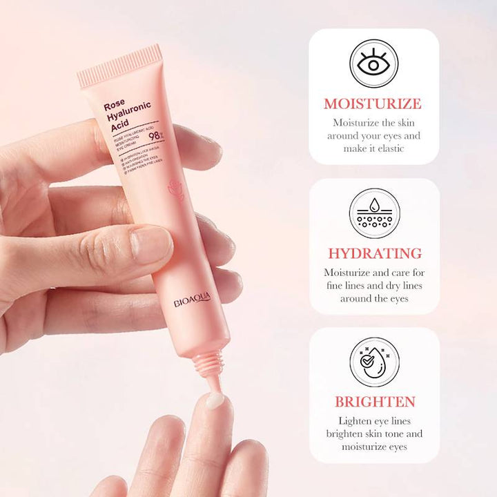 BIOAQUA Rose Eye Cream - Hyaluronic Acid Moisturizing Eye Care - 20g