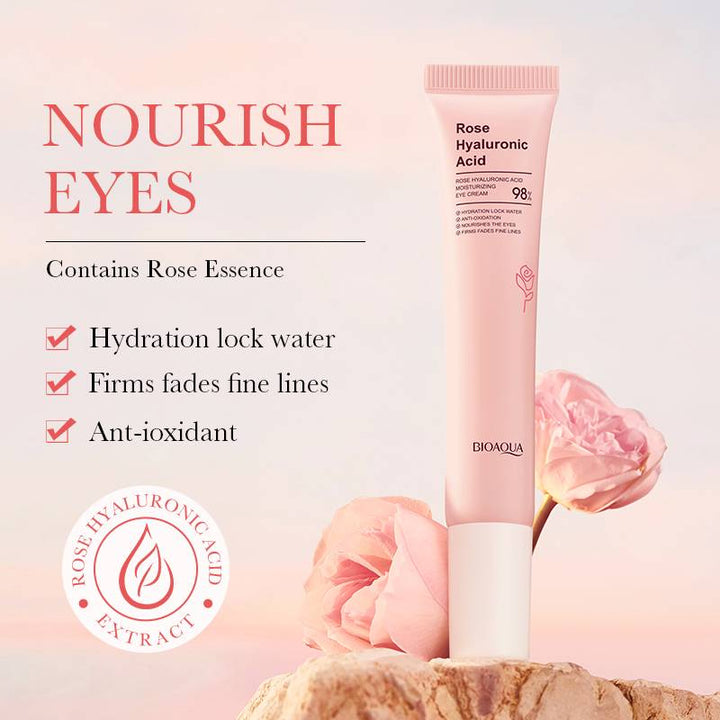 BIOAQUA Rose Eye Cream - Hyaluronic Acid Moisturizing Eye Care - 20g