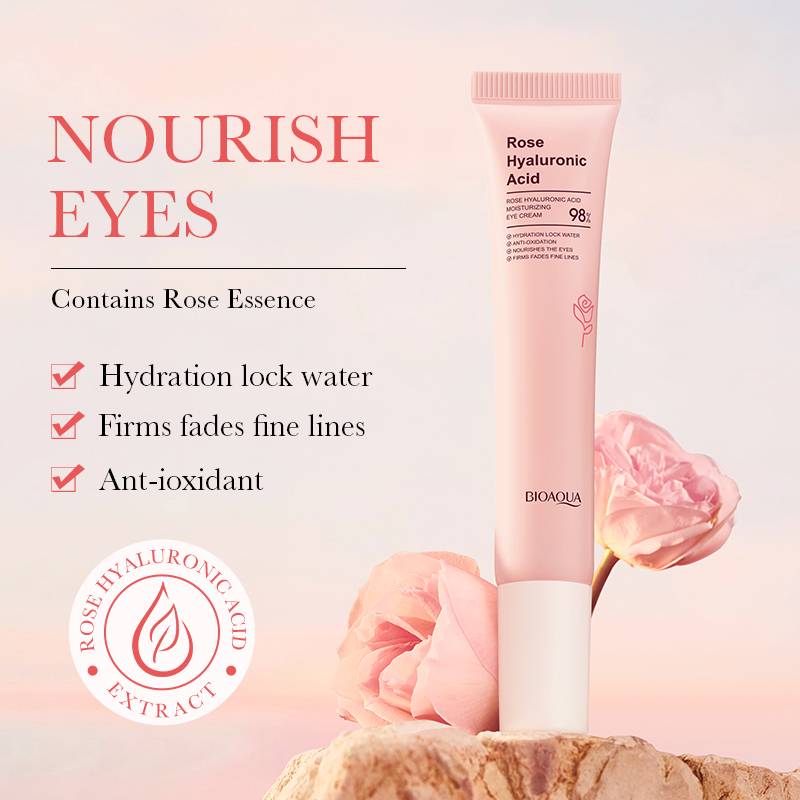 BIOAQUA Rose Eye Cream - Hyaluronic Acid Moisturizing Eye Care - 20g