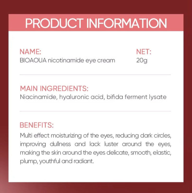 Bioaqua Nicotinamide Eye Cream – 20g | Dark Circles & Fine Line Care