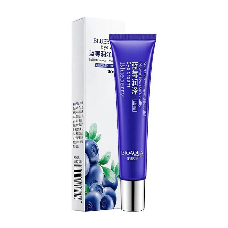 Blueberry eye cream with packaging on a white background